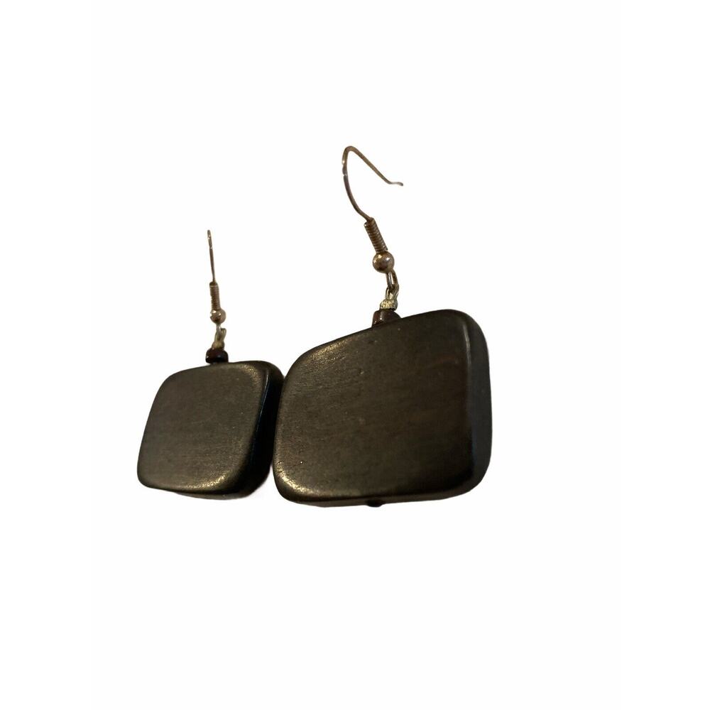 Vintage Boho Dangle Wooden Rectangular Earrings S… - image 4